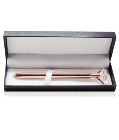 Rose Gold lacquered jewelled top ballpoint pen