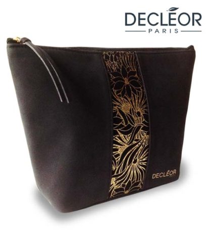 DECLÉOR- Paris large Black Suede Cosmetic makeup bag