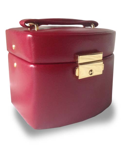 Small Red Leather Travel Jewellery-Trinket Box-organiser - finga-nails