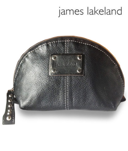 James Lakeland Black Leather designer makeup bag
