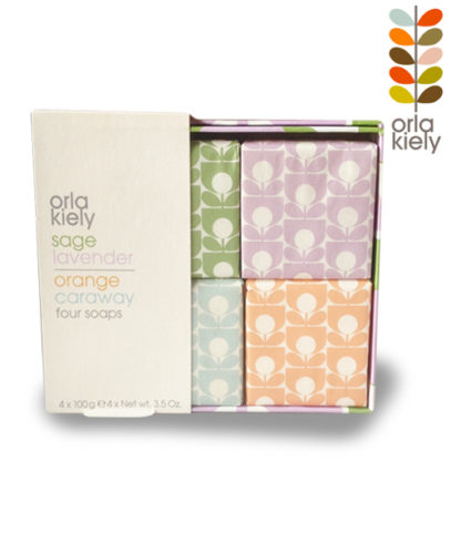 Orla Kiely mixed set 4 beauty exfoliating soaps