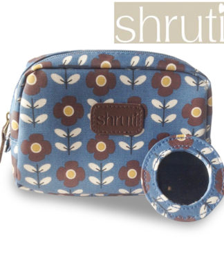 Shruti blue floral makeup-cosmetic bag