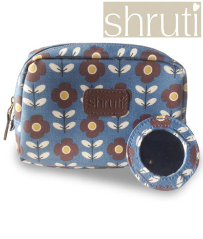 Shruti blue floral makeup-cosmetic bag