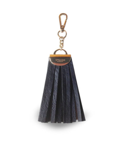 Dune Black Leather handbag tassel pendant