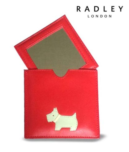 Radley Red Leather Pouch Pocket mirror