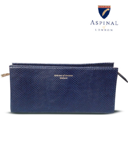 Aspinal small MIDNIGHT BLUE LIZARD Cosmetic Bag