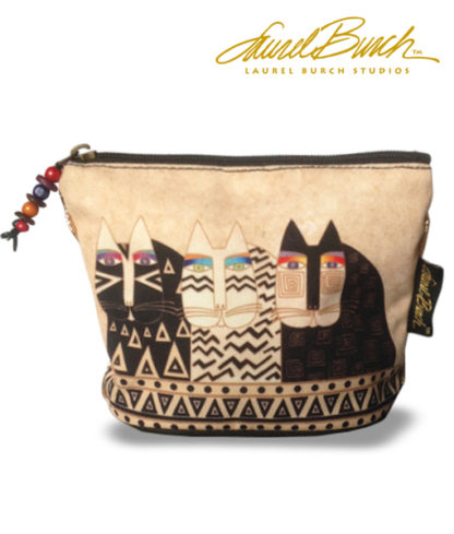 LAUREL BIRCH Exotic Cats small makeup bag cosmetic purse