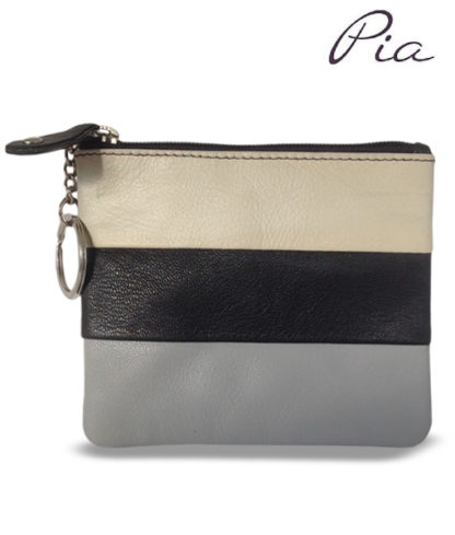 Pia Monochrome Stripe Coin Purse key-chain