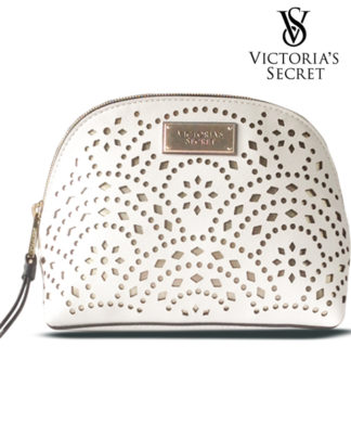 Victoria's Secrets White Appliqué Beauty Bag