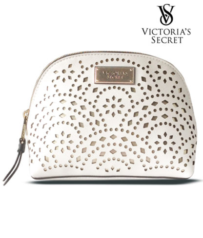 Victoria's Secrets White Appliqué Beauty Bag