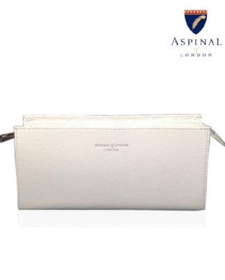 Aspinal small Ivory Lizard Leather Cosmetic Bag