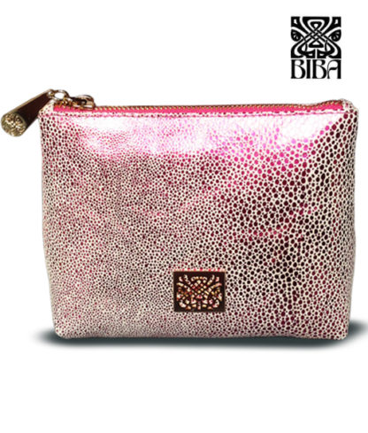 Biba pink holographic cosmetic pouch