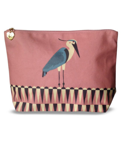 Tom Frost Grey Heron illustration Large PINK wash-bag