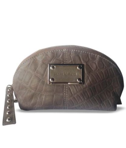 JAMES LAKELAND Taupe/Grey leather PHILIPPA cosmetic bag