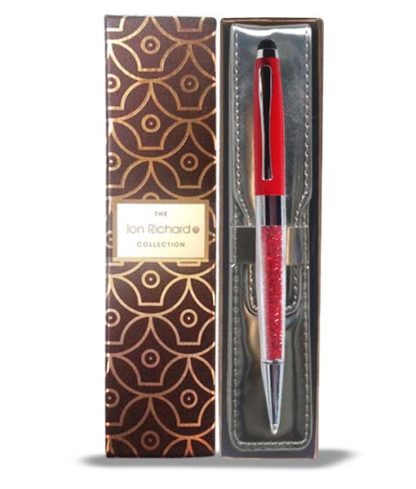 Jon Richard RED Crystal Stylus Pen and Pouch Set