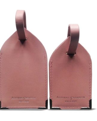 Aspinal of London Dusky Pink Polished Leather Luggage tags