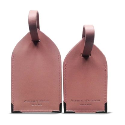 Aspinal of London Dusky Pink Polished Leather Luggage tags