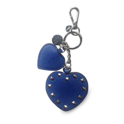 GUESS Blue Double heart handbag charm keyring