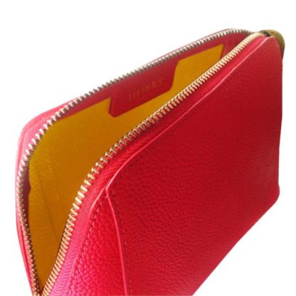 HOBBS Pippa Fuchsia PINK Leather Trapezoid Luxury Cosmetic Bag