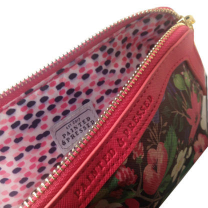 Painted & Pressed Pink Floral Tassel Cosmetic Makeup Bag