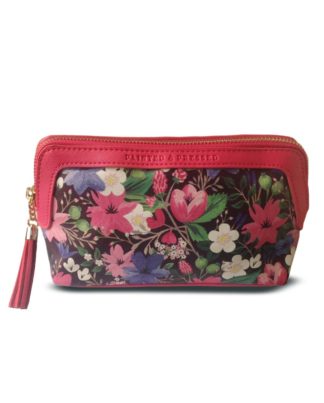 Painted & Pressed Pink Floral Tassel Cosmetic Makeup Bag