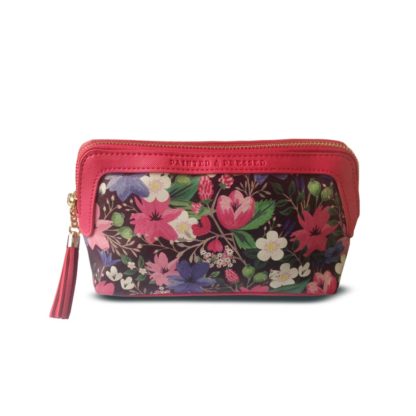 Painted & Pressed Pink Floral Tassel Cosmetic Makeup Bag