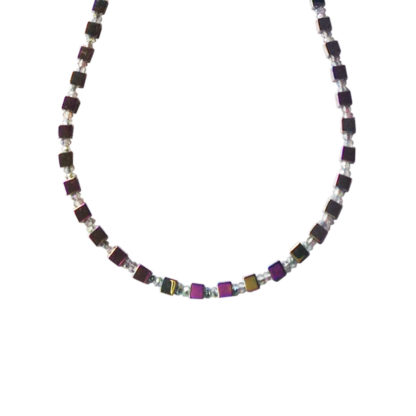 Iridescent Rainbow Hematite Cube Necklace