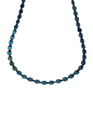 Deep Turquoise Hematite Cube Necklace