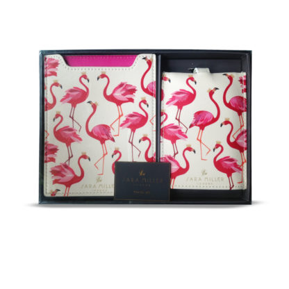 Sara Miller Flamingo Passport Cover & Travel Tag Luggage Set