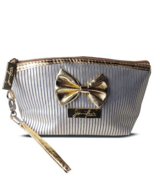 Jennifer's Collection Gold Striped Bow Cosmetic Bag