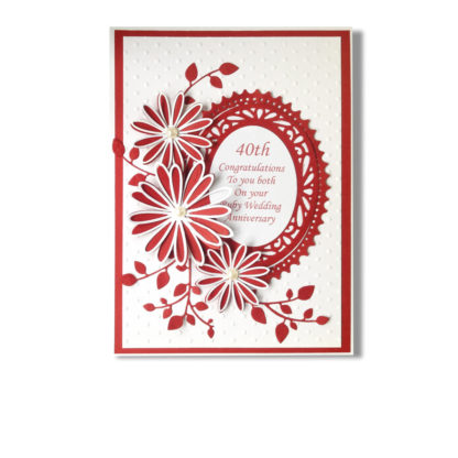 Hand Crafted Boxed Ruby Anniversary Decoupage Greetings Card