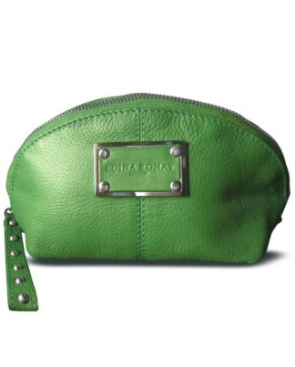 EDINA RONAY Pea Green Leather Cosmetic bag