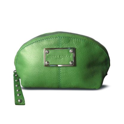 EDINA RONAY Pea Green Leather Cosmetic bag