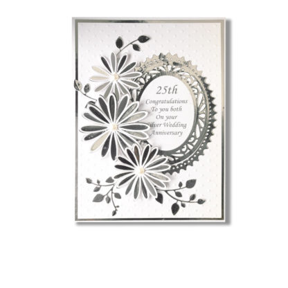 Hand Crafted Boxed Silver Anniversary Decoupage Greetings Card