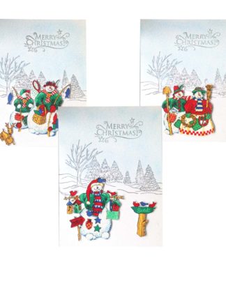 Janet Baron Hand Crafted Snowman Christmas Greetings Cards