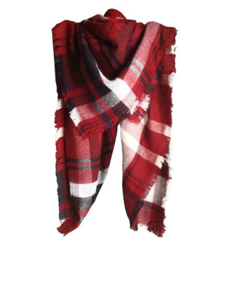 R studio Winter Soft Red / Black Tartan Blanket Scarf