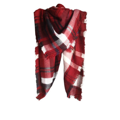 R studio Winter Soft Red / Black Tartan Blanket Scarf