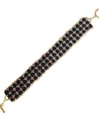 Black Iris Square Bead Cuff Bracelet