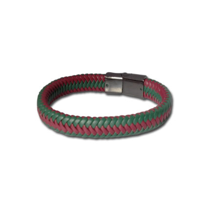 Mens Plaited Leather Bracelet | Two tone leather wristband