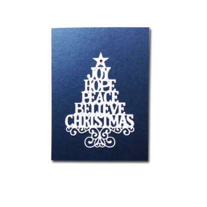 Christmas Sentiments Tree Card | Handcrafted Christmas Cards x 5