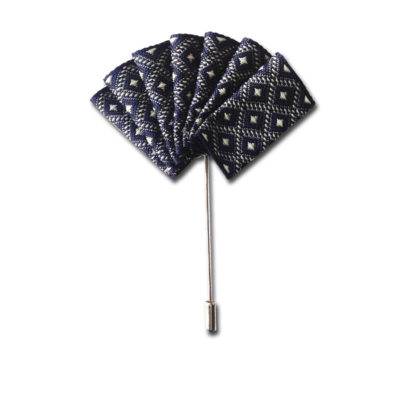 Navy Jacquard Handkerchief Pin | Suit lapel pocket pin