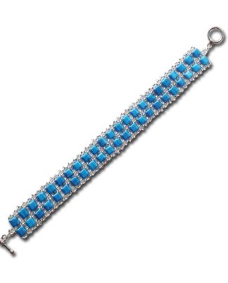 Turquoise Square Rhombus Bead Cuff Bracelet