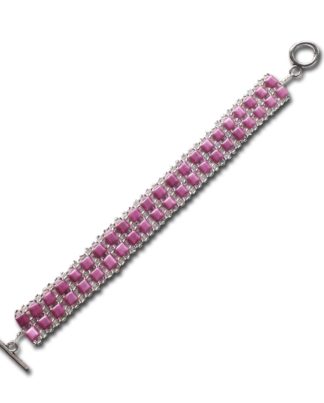 Pink Square Rhombus Bead Cuff Bracelet